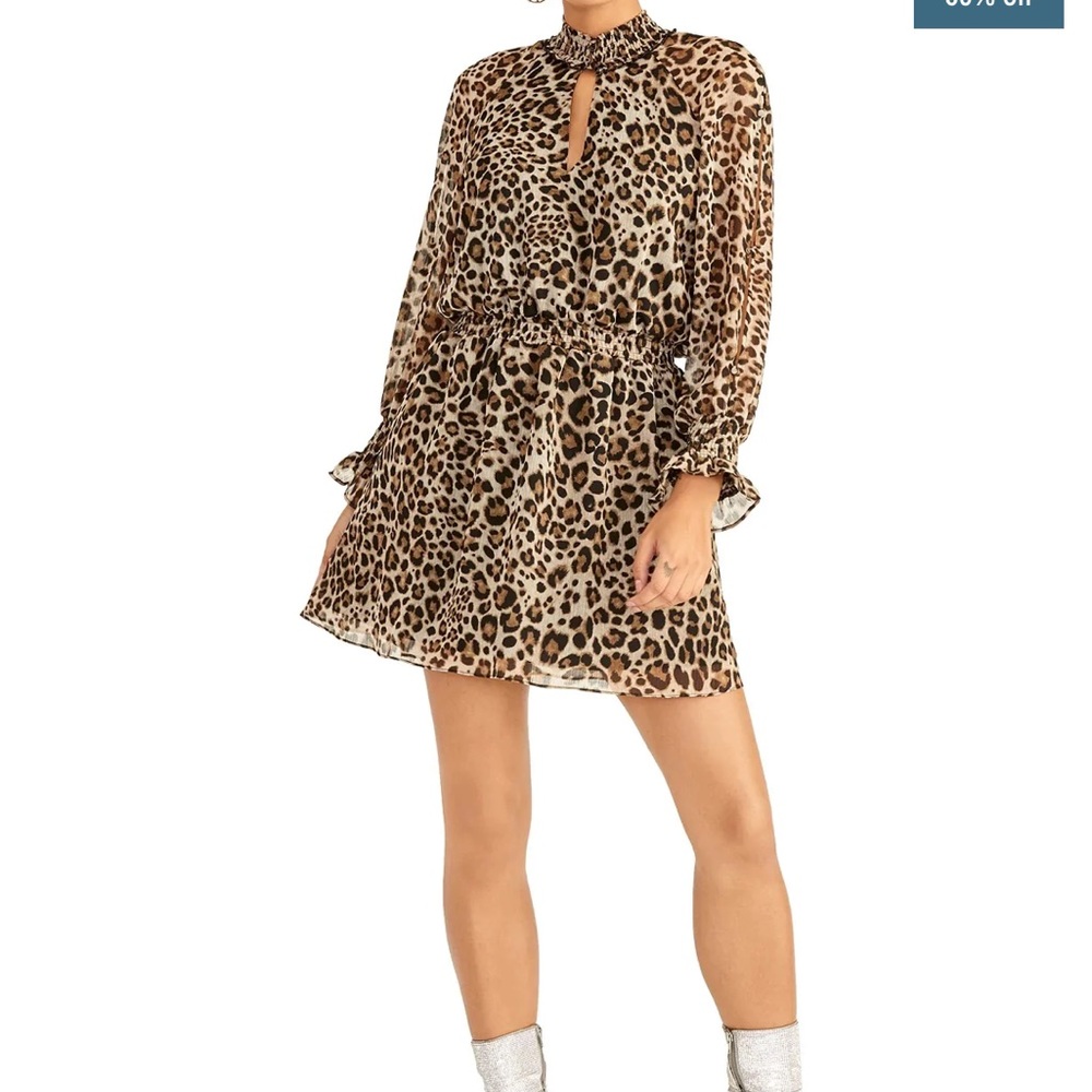 Rachel Roy Long Sleeve Cheetah Print Dress